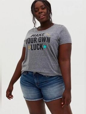 Torrid Make Your Own Luck Grey 🩶 Slim Fit Graphic Tee Plus Size 3X